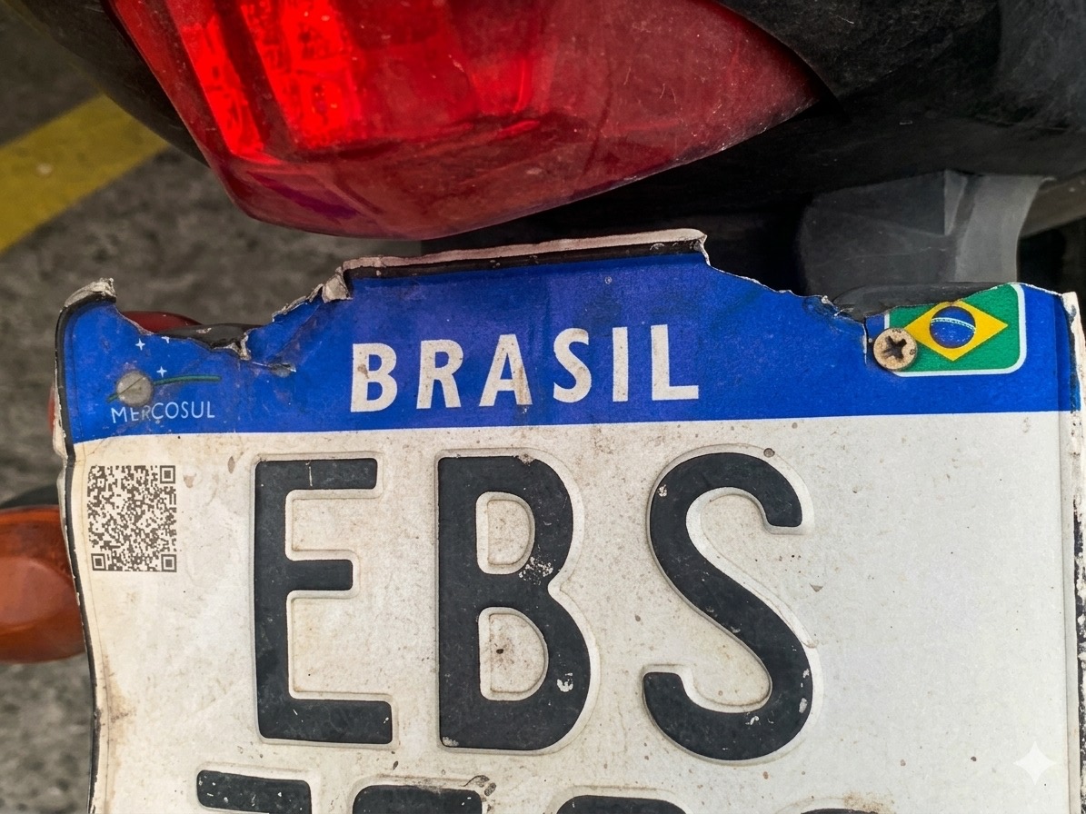 Canto da placa quebrado e enferrujado